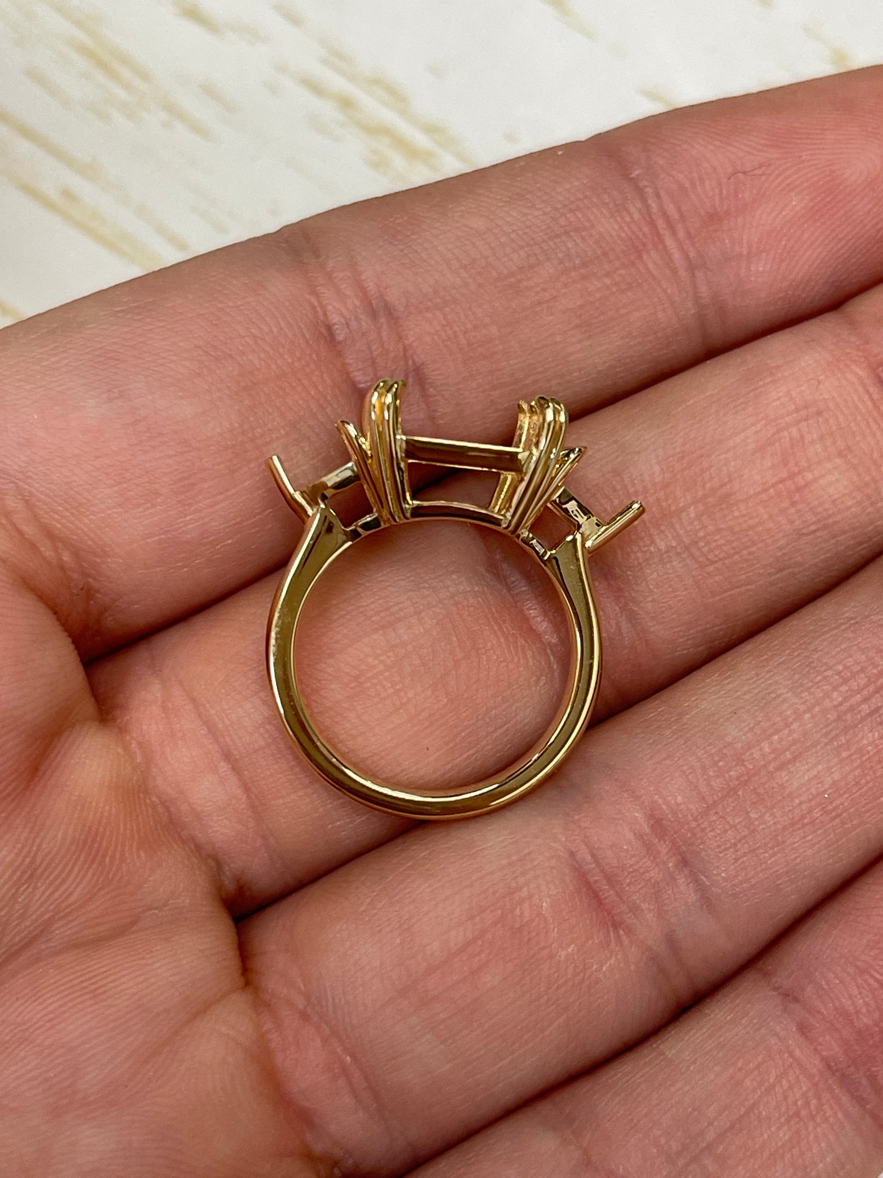 7.15tcw Muzo Colombian Emerald & Natural Trillion Diamond Three Stone 18K - JR Colombian Emeralds