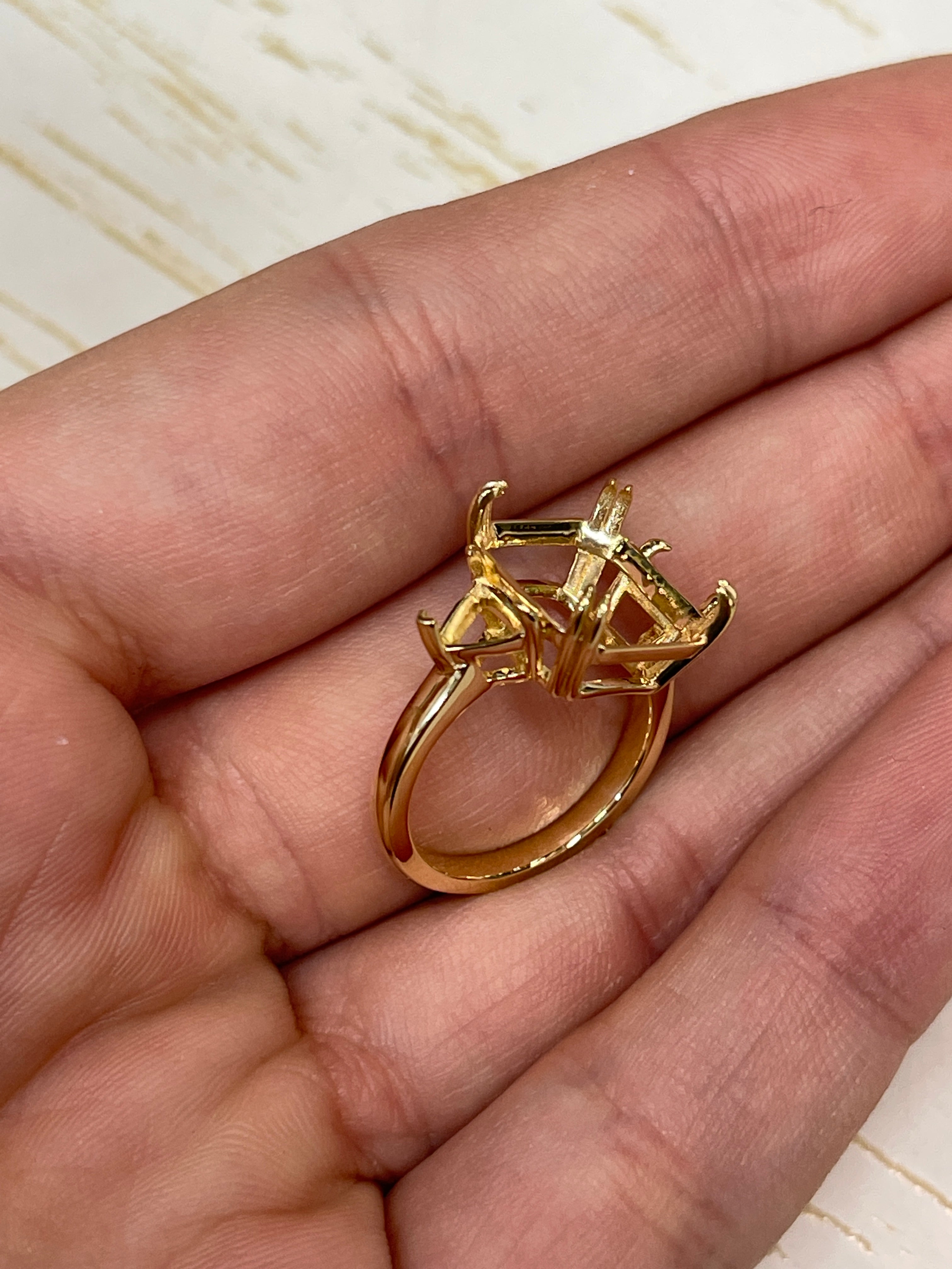 7.15tcw Muzo Colombian Emerald & Natural Trillion Diamond Three Stone 18K - JR Colombian Emeralds