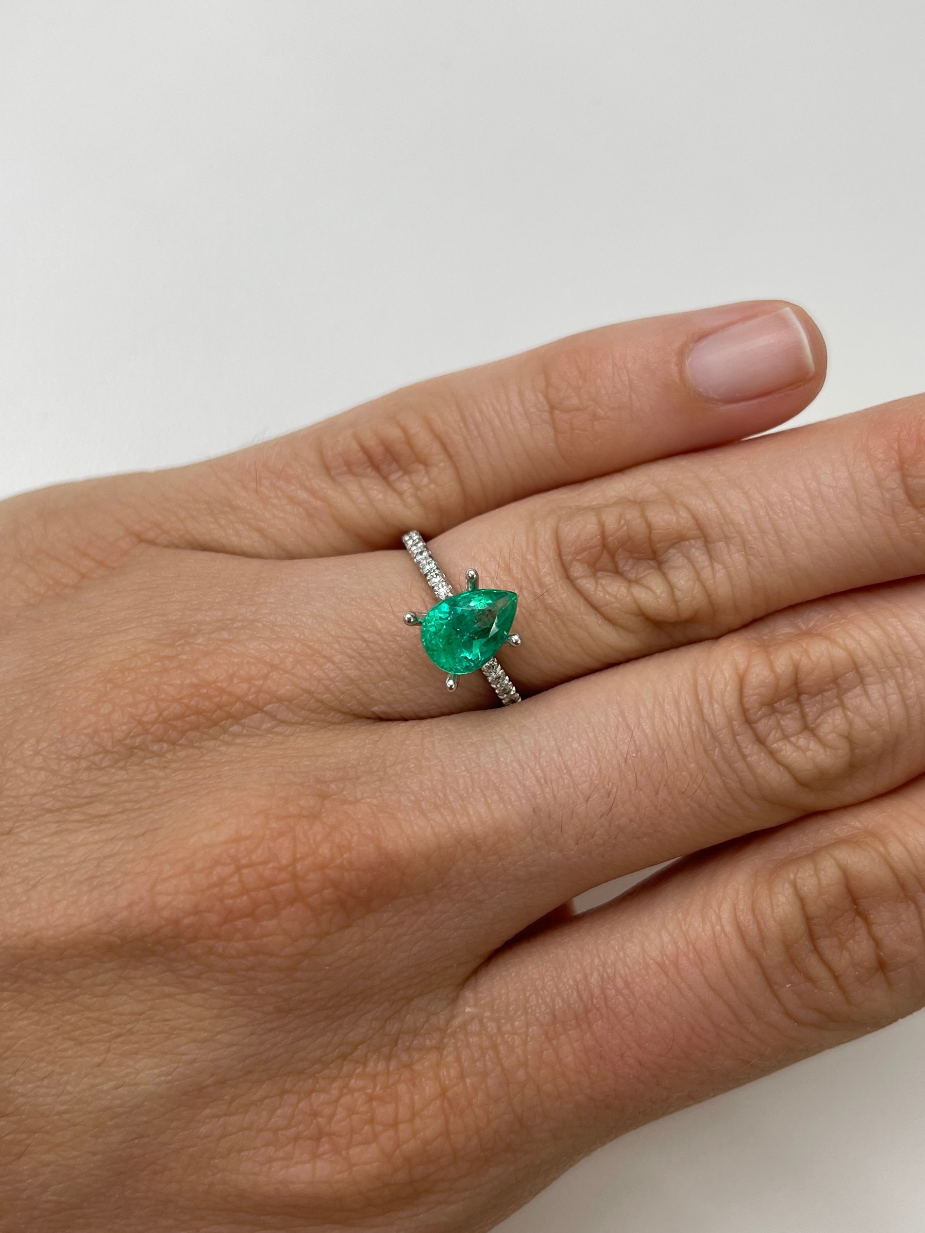 1.65 carat Vivid Blue Green Natural Loose Colombian Emerald-Pear Cut - JR Colombian Emeralds