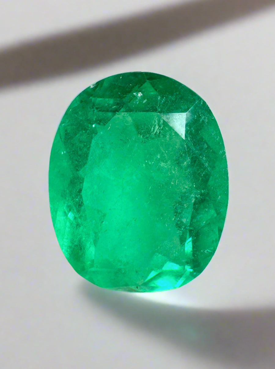 4.47 Carat 13x10 Vibrant Yellowish Green Natural Loose Colombian Emerald-Oval Cut