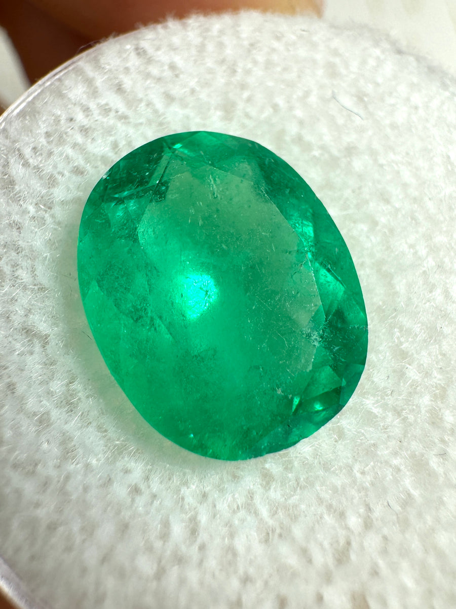 4.47 Carat 13x10 Vibrant Yellowish Green Natural Loose Colombian Emerald-Oval Cut