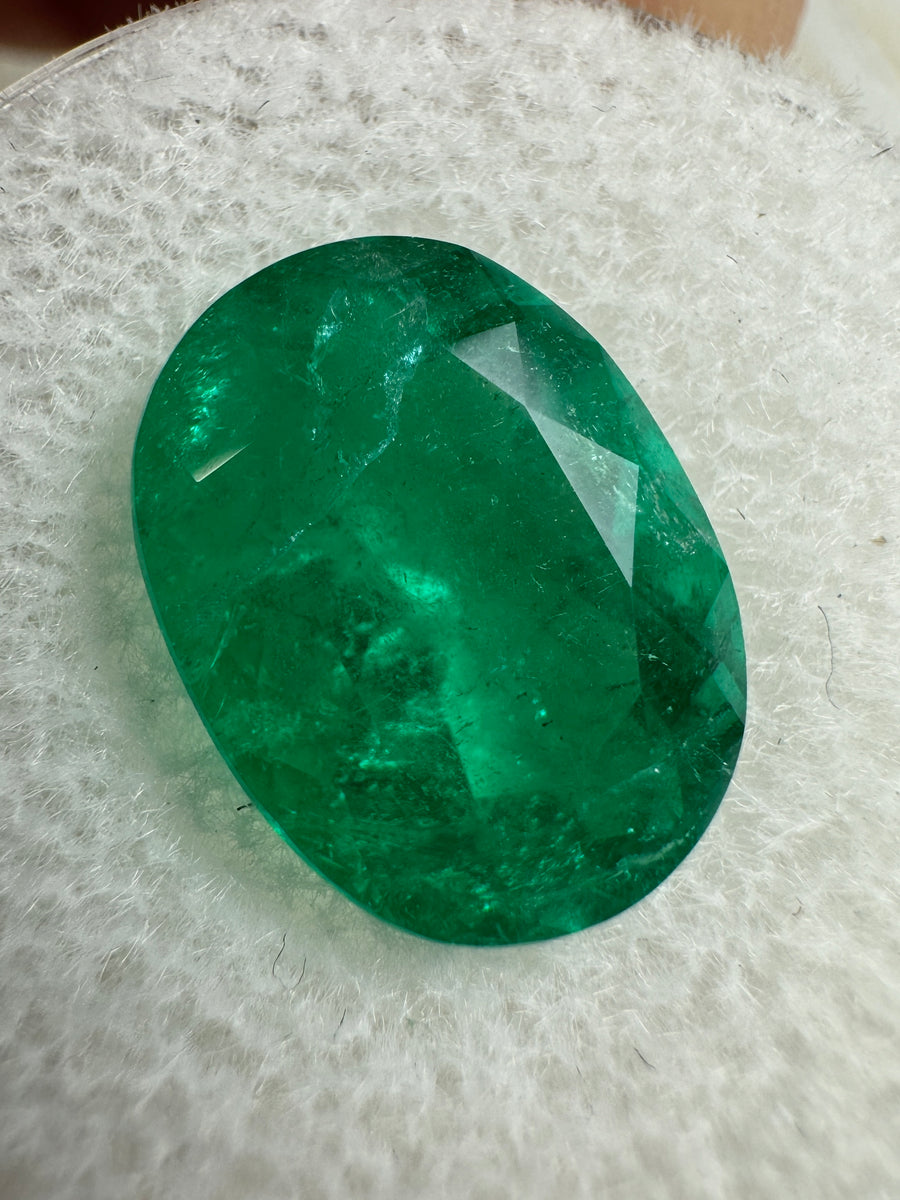 5.07 Carat Certified 13x10 Vivid Muzo Green Natural Loose Colombian Emerald-Oval Cut