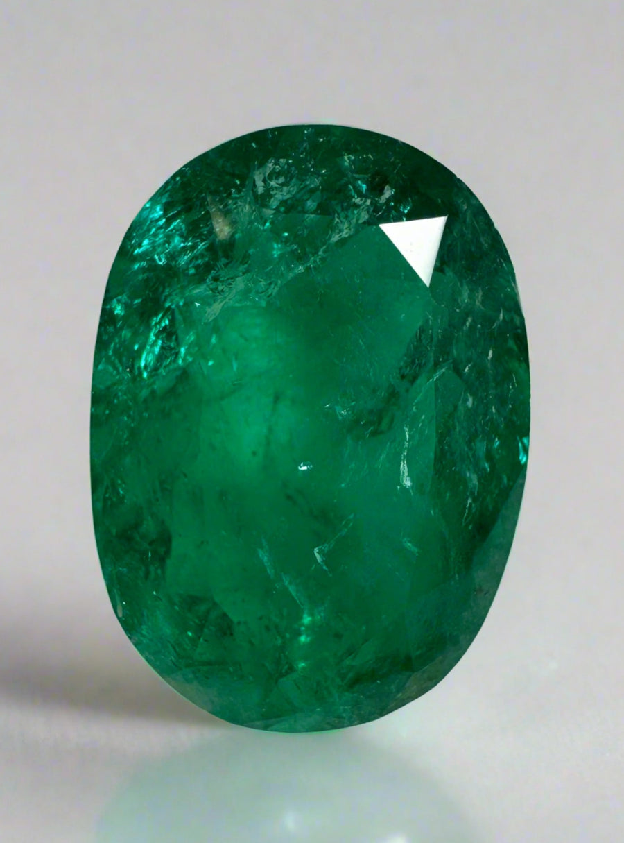 7.22 Carat 15.5x11 Vivid Muzo Green Natural Loose Colombian Emerald-Oval Cut