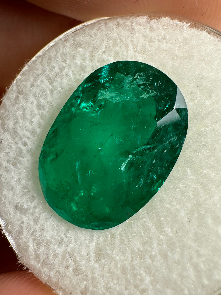 7.22 Carat 15.5x11 Vivid Muzo Green Natural Loose Colombian Emerald-Oval Cut