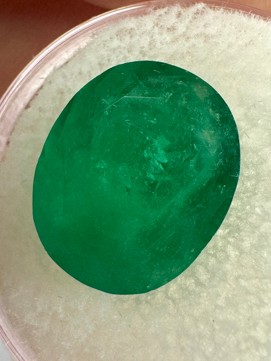 8.29 Carat 14x12 Deep Green Natural Loose Colombian Emerald-Oval Cut