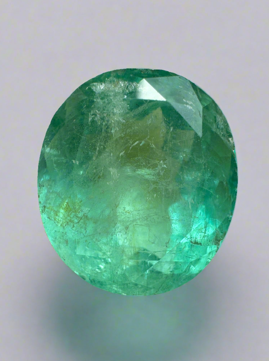21.95 Carat 18x16 Minty Green Natural Loose Colombian Emerald-Oval Cut