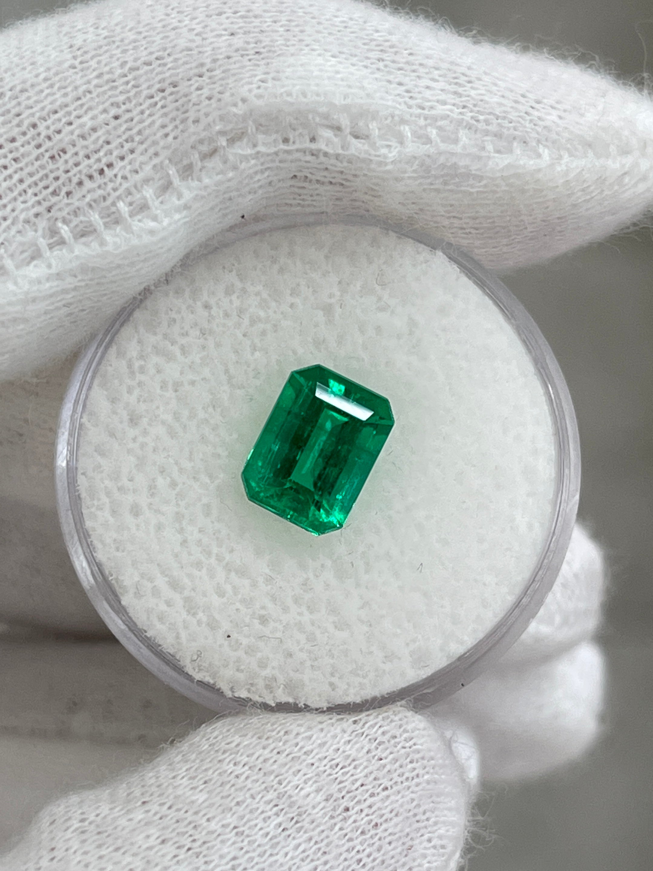1.85 Carat AAA 8.5x6.5 Minor Oil Vivid Green Natural Loose Colombian Emerald- Emerald Cut - JR Colombian Emeralds