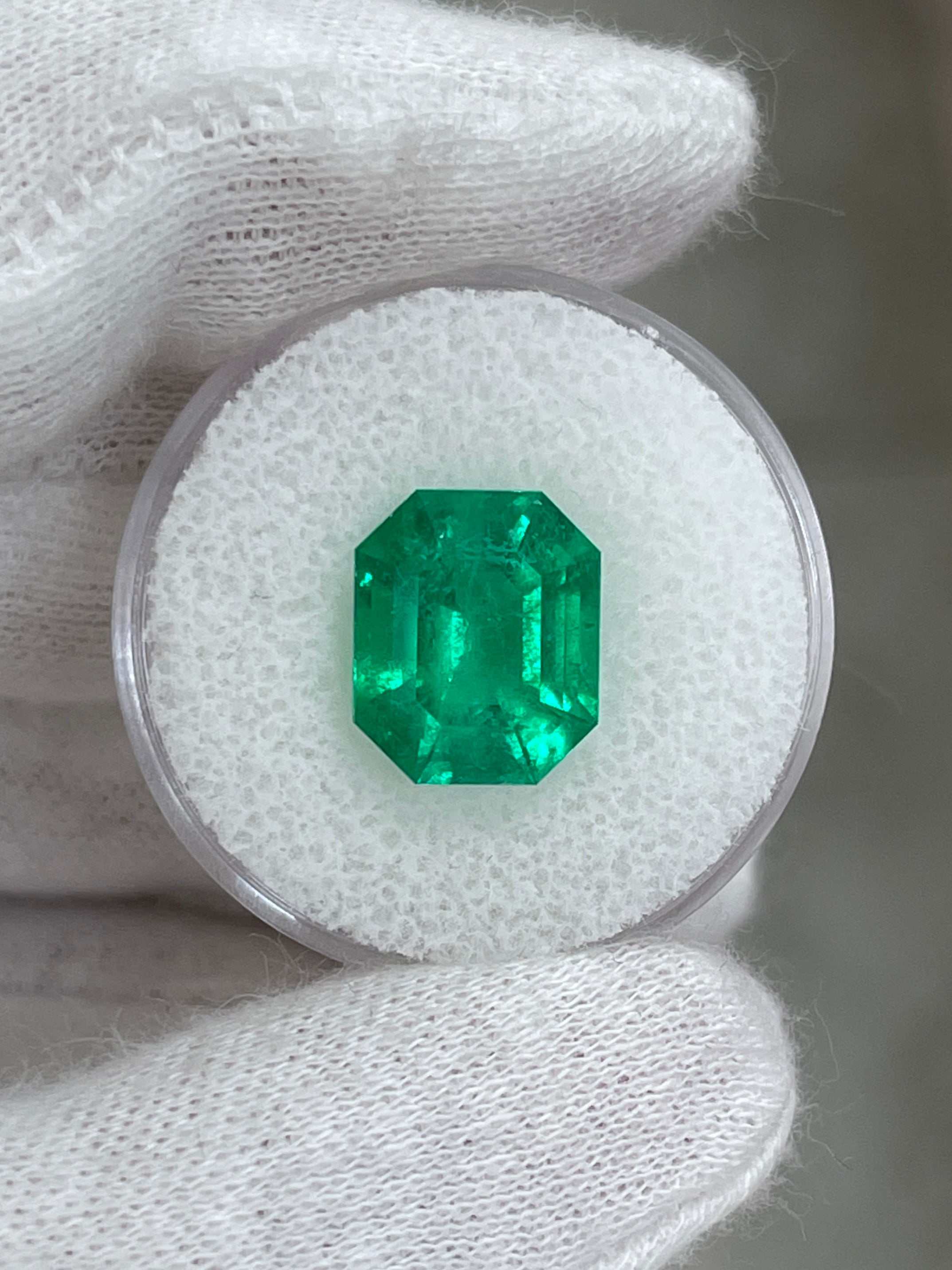 5.01 Carat 12x10 Fine Electric Muzo Natural Loose Colombian Emerald-Emerald Cut - JR Colombian Emeralds