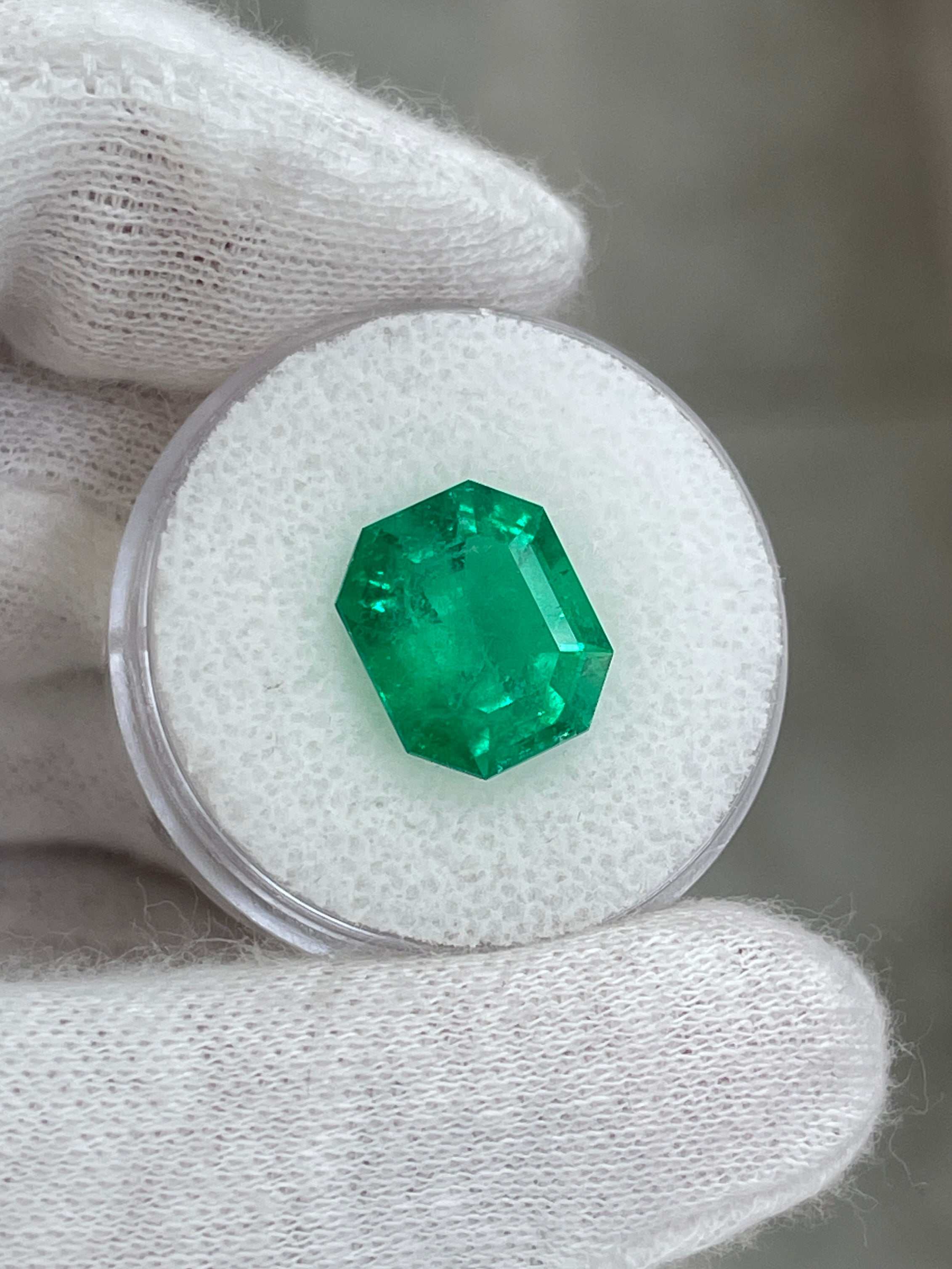 5.01 Carat 12x10 Fine Electric Muzo Natural Loose Colombian Emerald-Emerald Cut - JR Colombian Emeralds