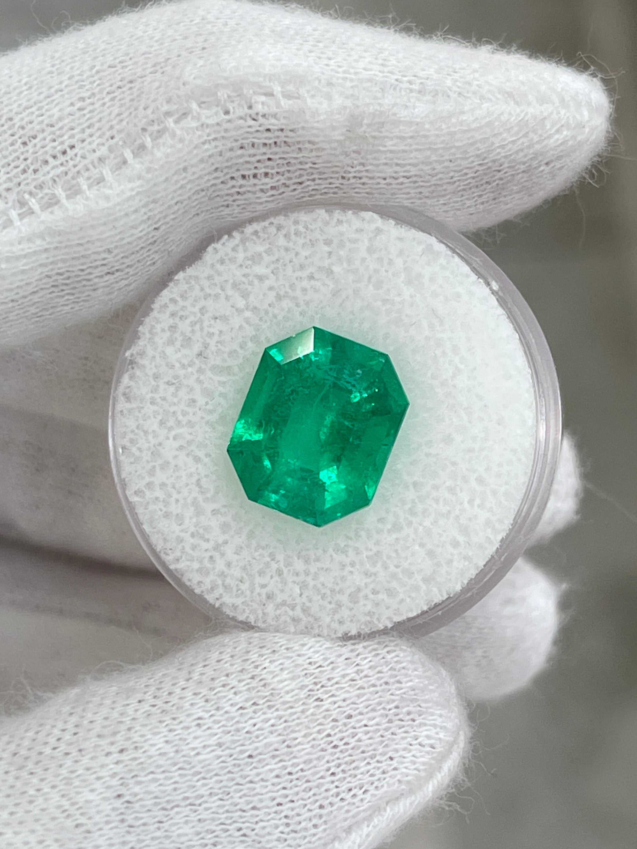 5.01 Carat 12x10 Fine Electric Muzo Natural Loose Colombian Emerald-Emerald Cut - JR Colombian Emeralds