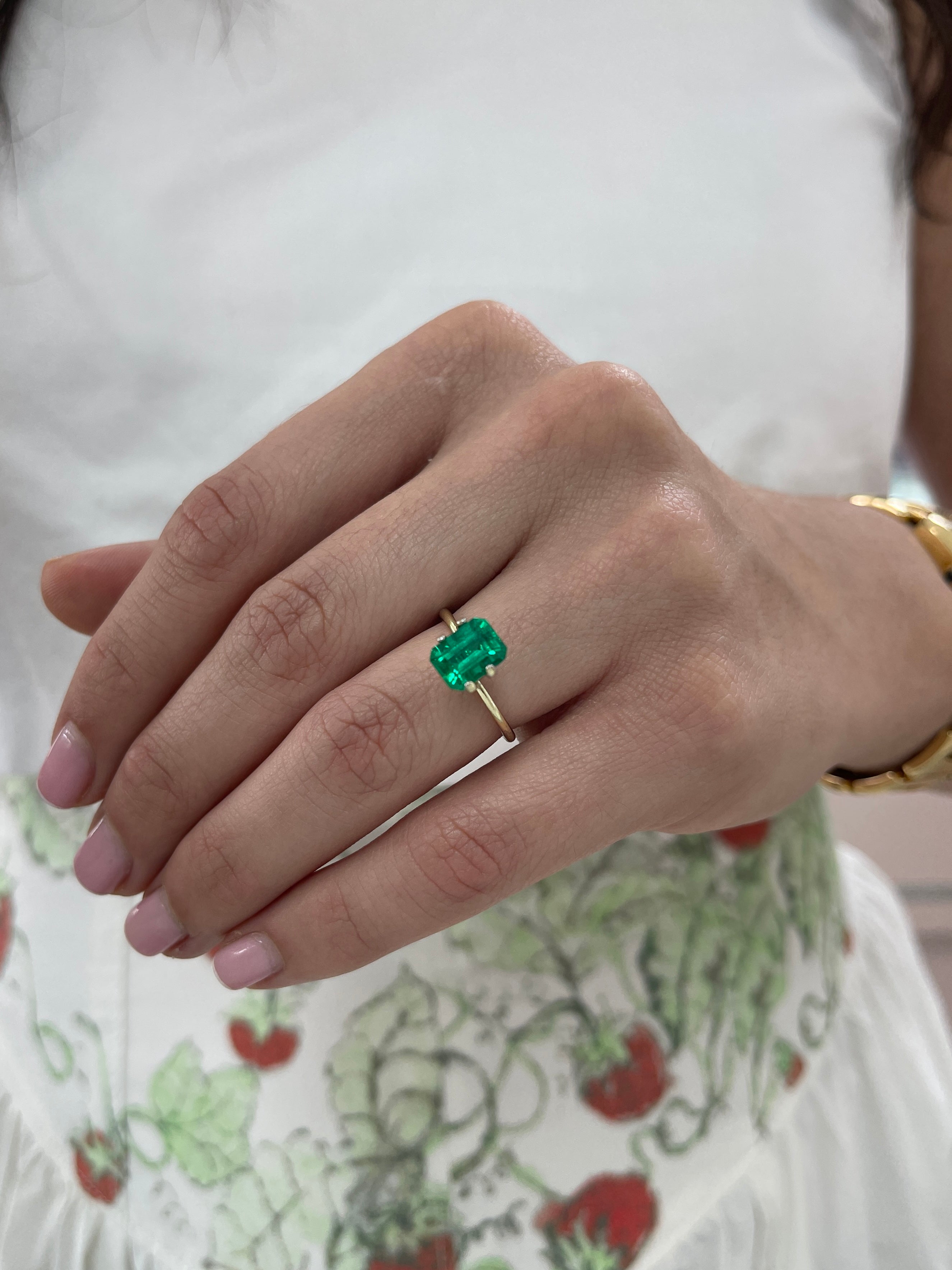 1.85 Carat AAA 8.5x6.5 Minor Oil Vivid Green Natural Loose Colombian Emerald- Emerald Cut - JR Colombian Emeralds