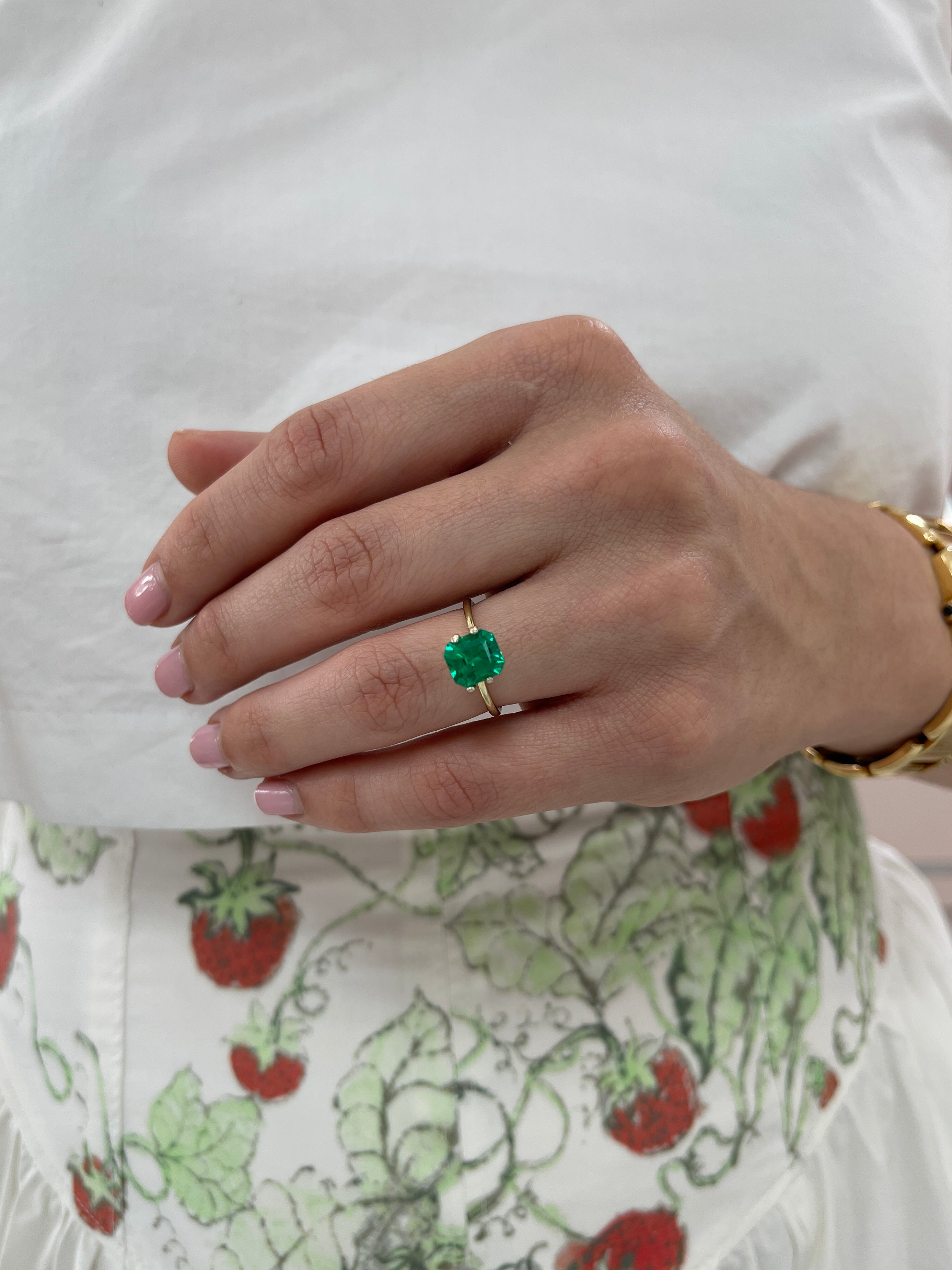 1.99 Carat 8x7 AAA+ Minor Oil Natural Loose Colombian Emerald-Emerald Cut - JR Colombian Emeralds