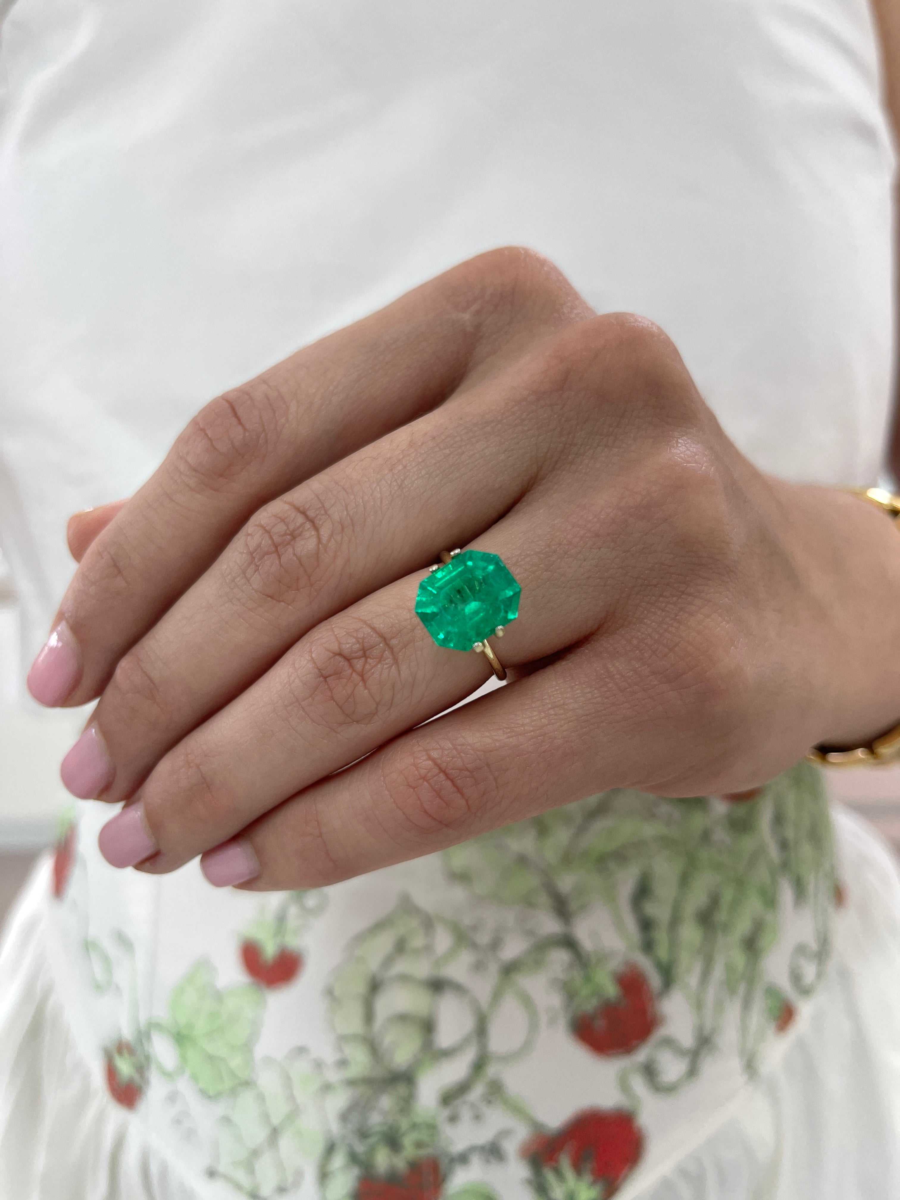 5.01 Carat 12x10 Fine Electric Muzo Natural Loose Colombian Emerald-Emerald Cut - JR Colombian Emeralds