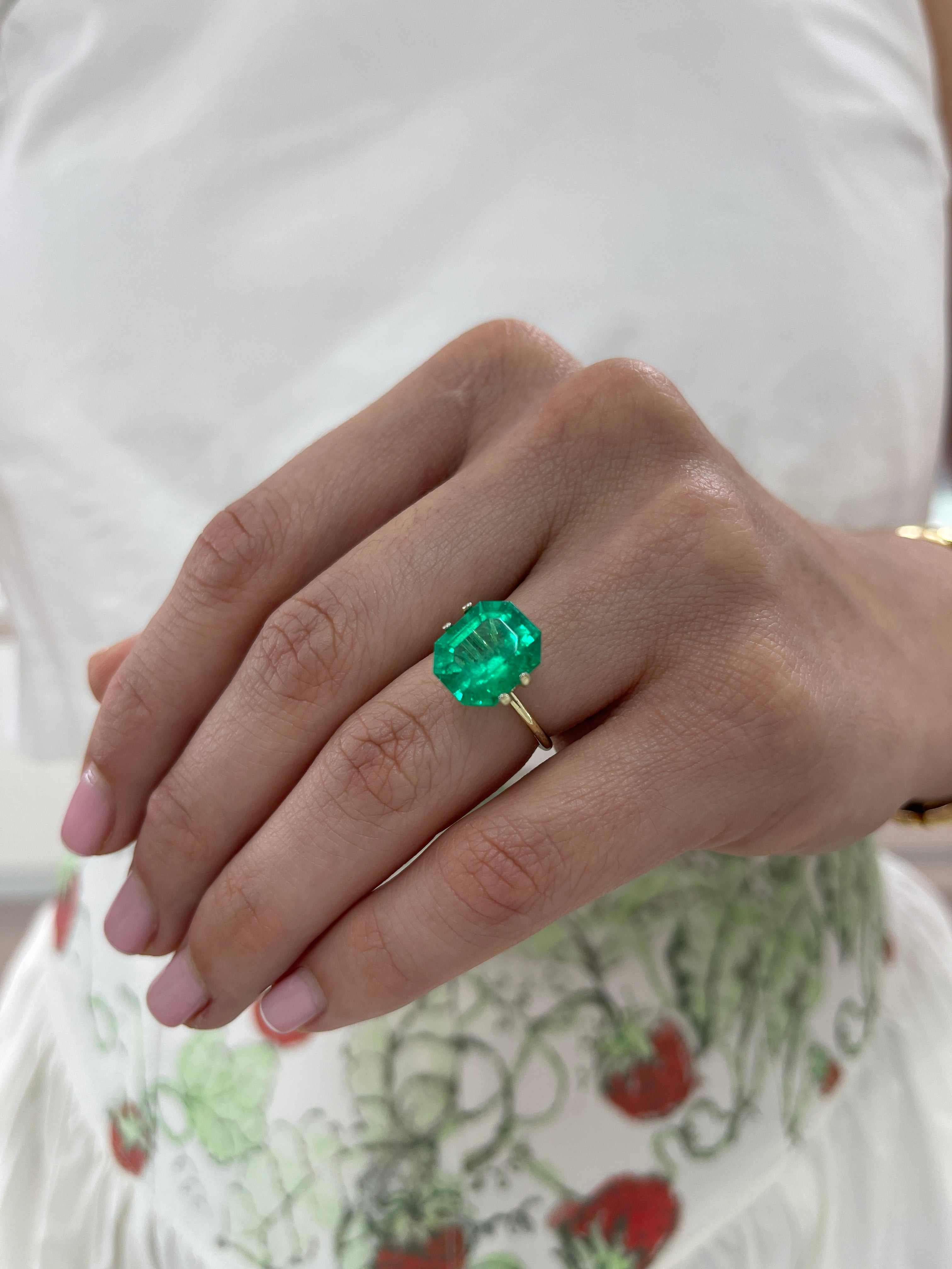 5.01 Carat 12x10 Fine Electric Muzo Natural Loose Colombian Emerald-Emerald Cut - JR Colombian Emeralds