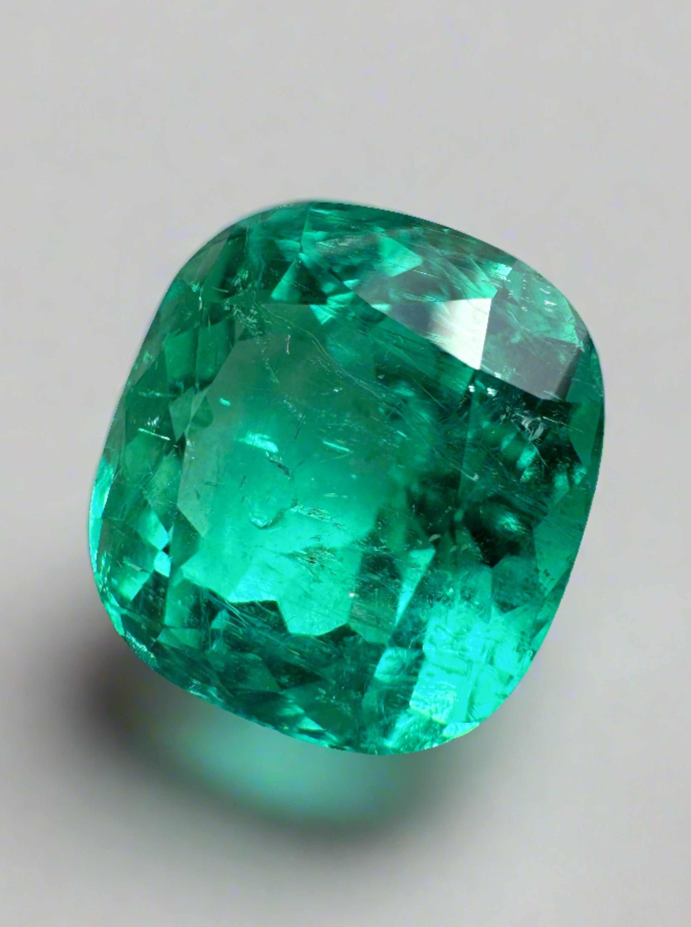 8.46 Carat GIA Certified 13x12 Lustrous Bluish Green Natural Loose Cus