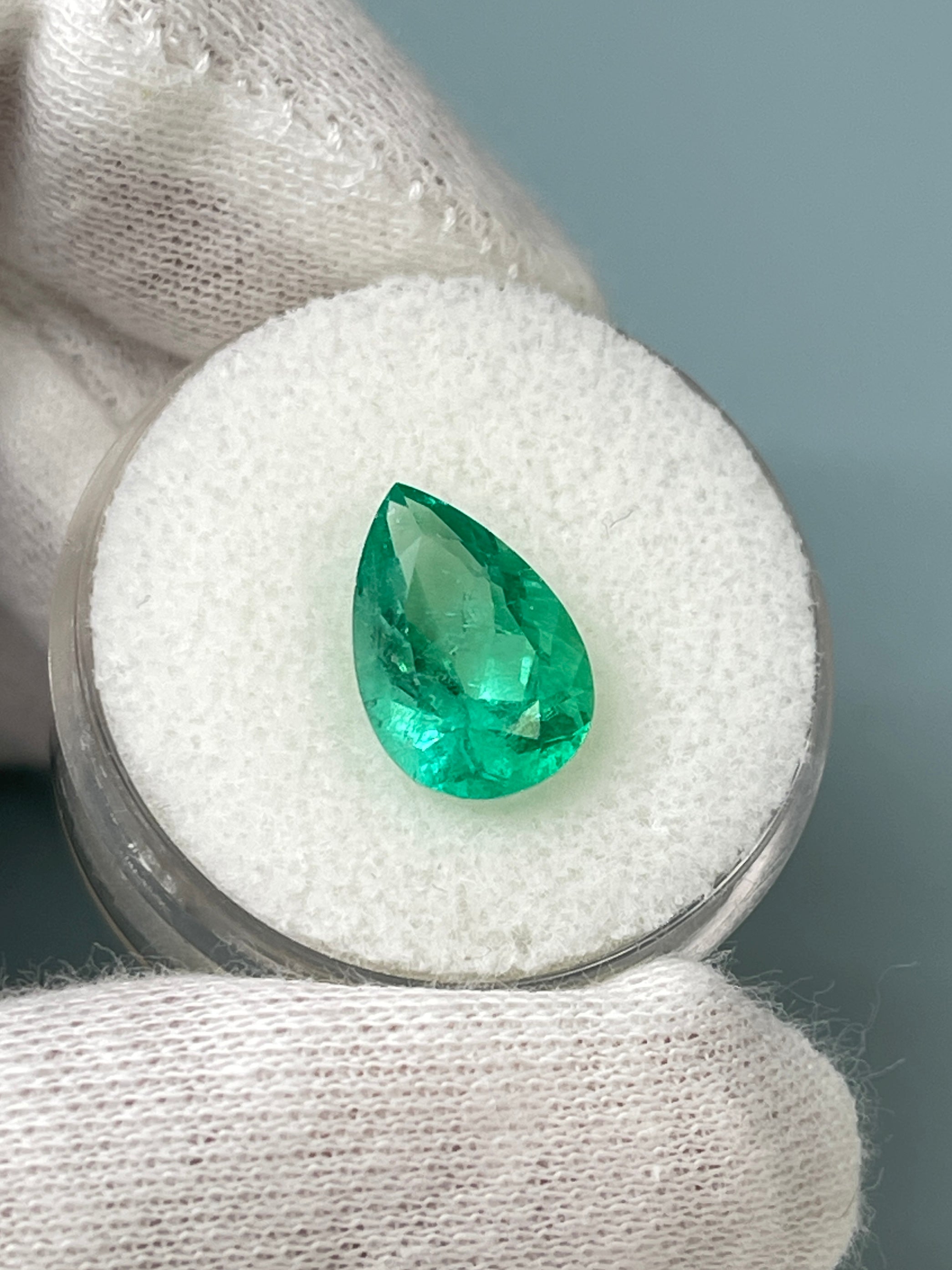 2.95 carat 12.5x8.5 Medium Green Natural Loose Colombian Emerald-Pear Cut - JR Colombian Emeralds