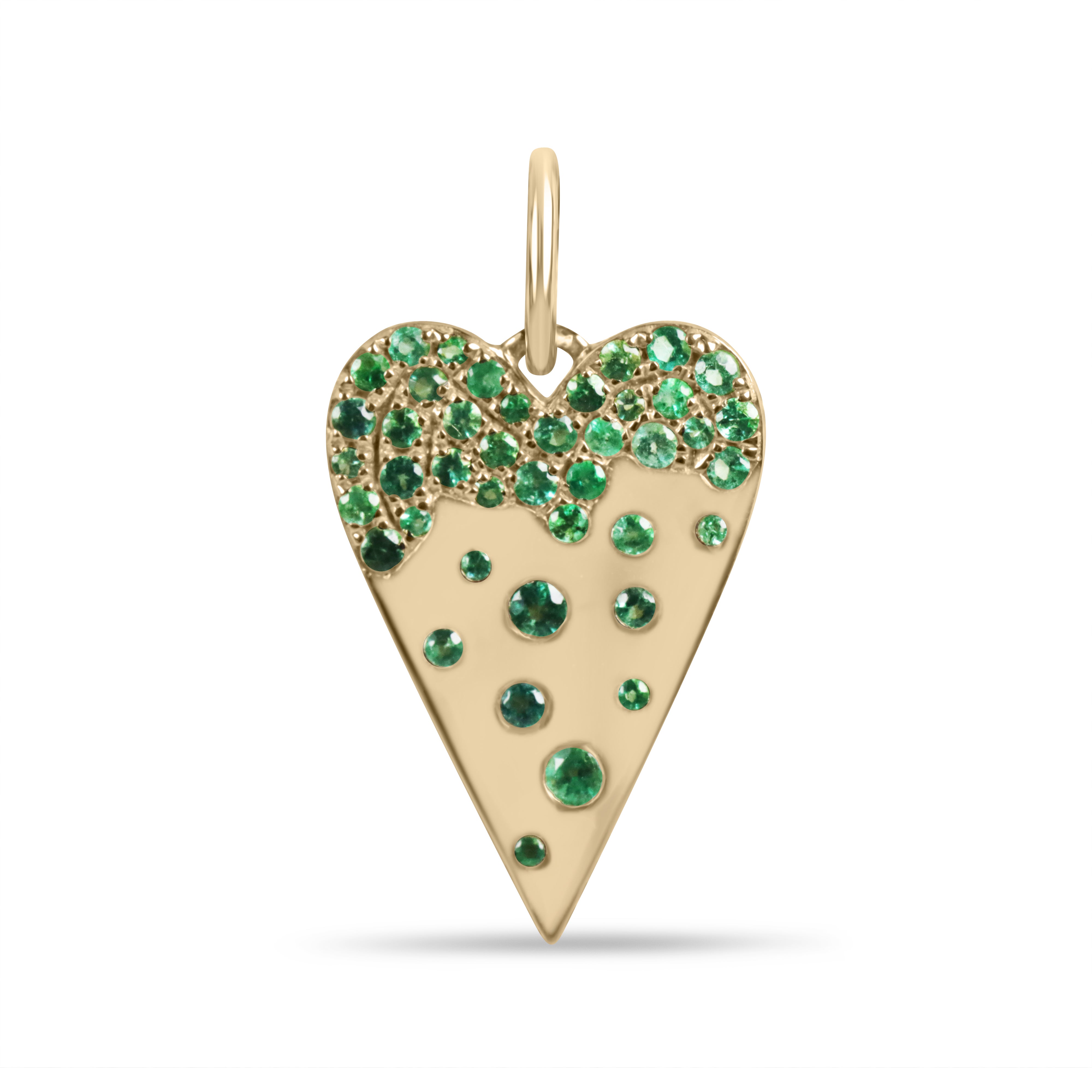 0.86tcw 14K Natural Emerald Heart Cluster Pendant Charm Necklace