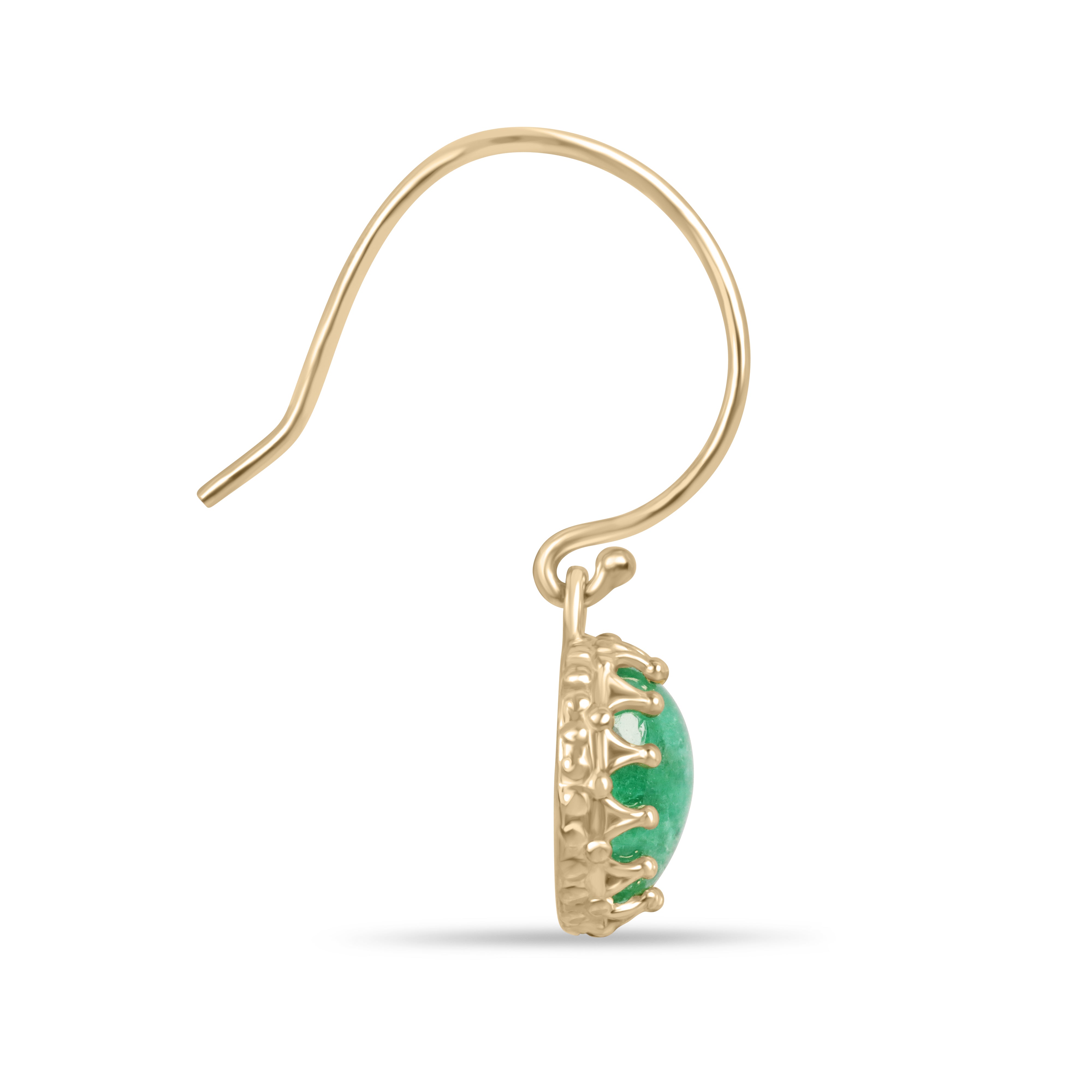 2,92 Karat, ovale Cabochons, Ohrringe mit Drahtverschluss und mehreren Krappen, 14 Karat