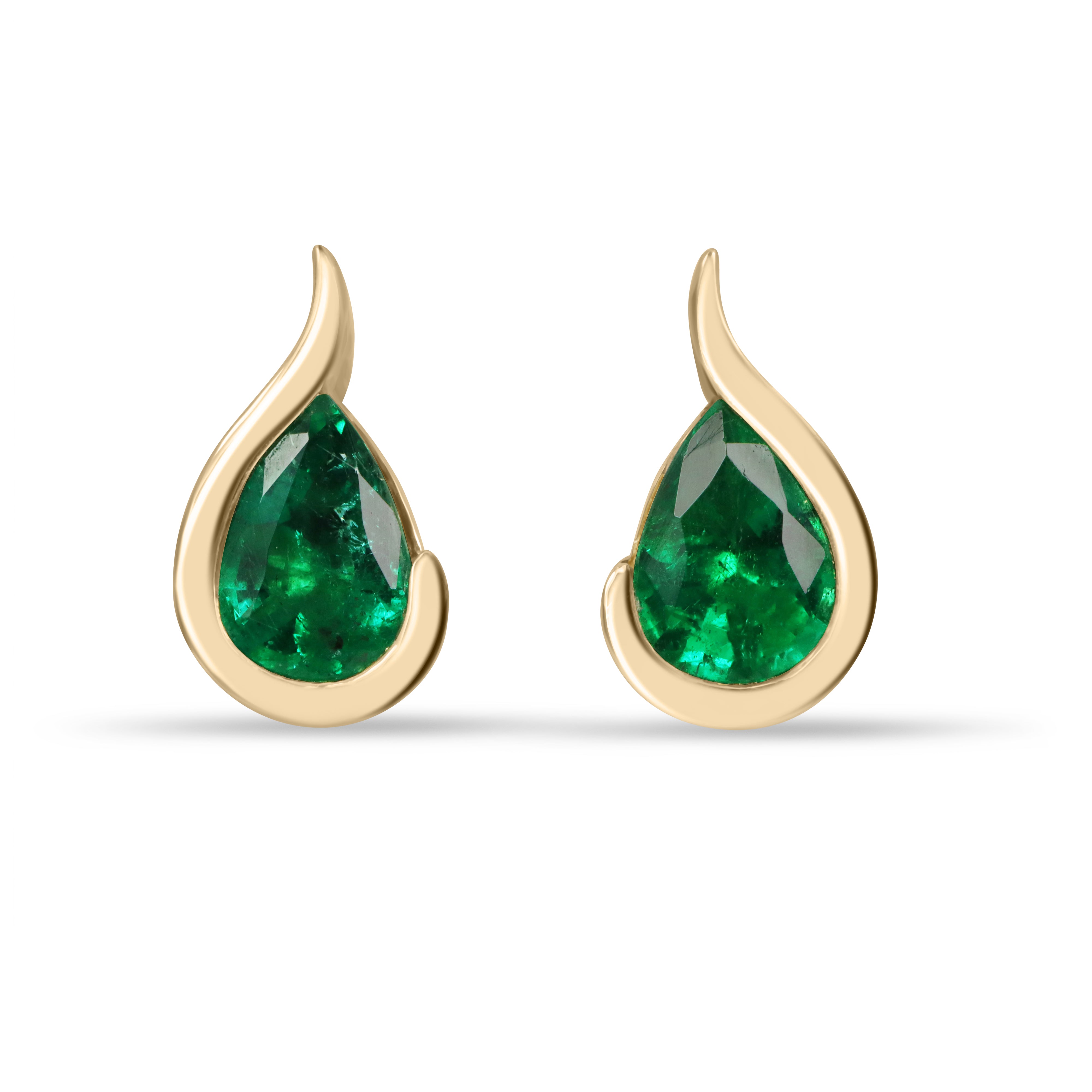 1.10tcw Genie In a Bottle AAA+ Emerald Teardrop Studs 18K
