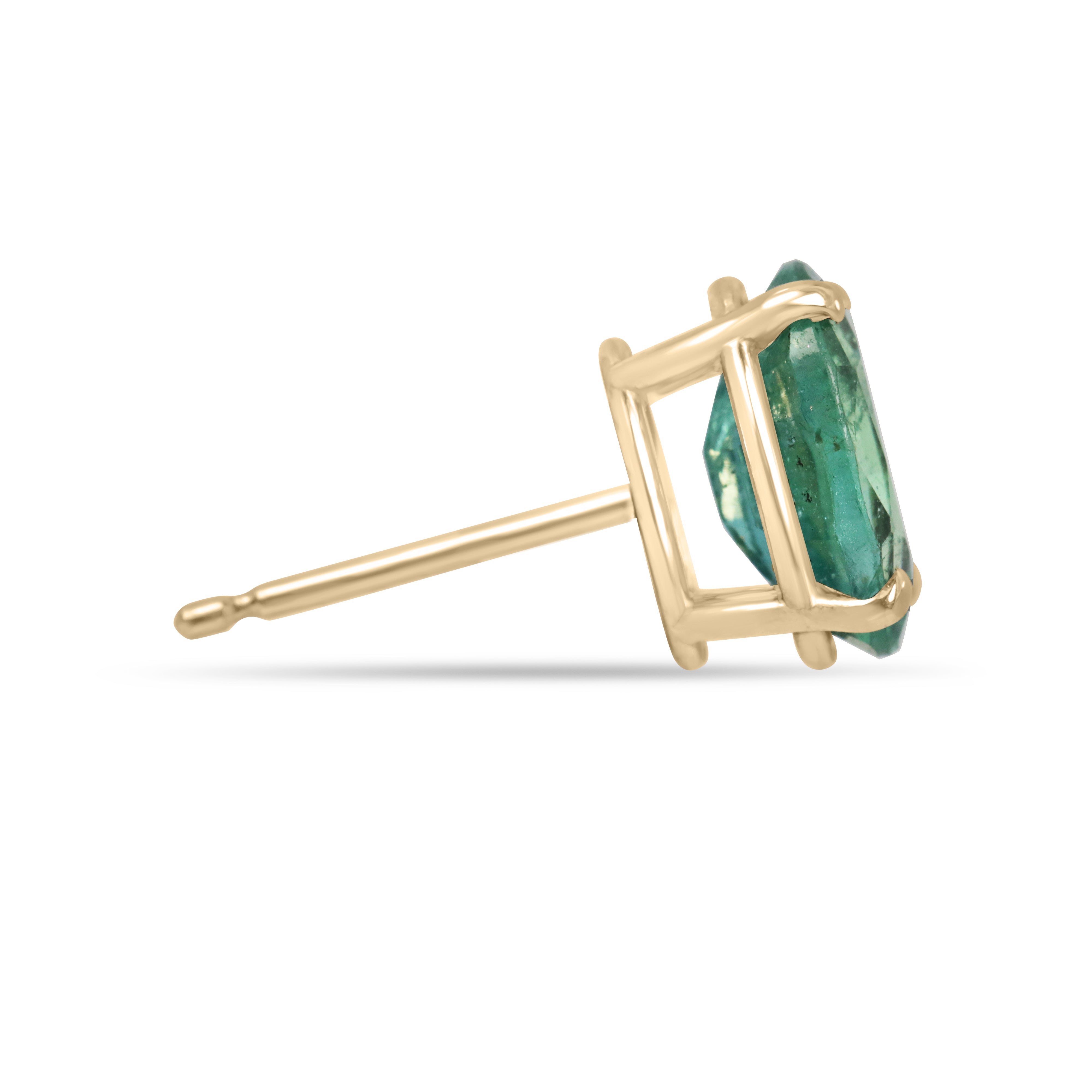 1.95tcw Natural Bluish Green Oval Classic Stud Earrings 14K Yellow Gold