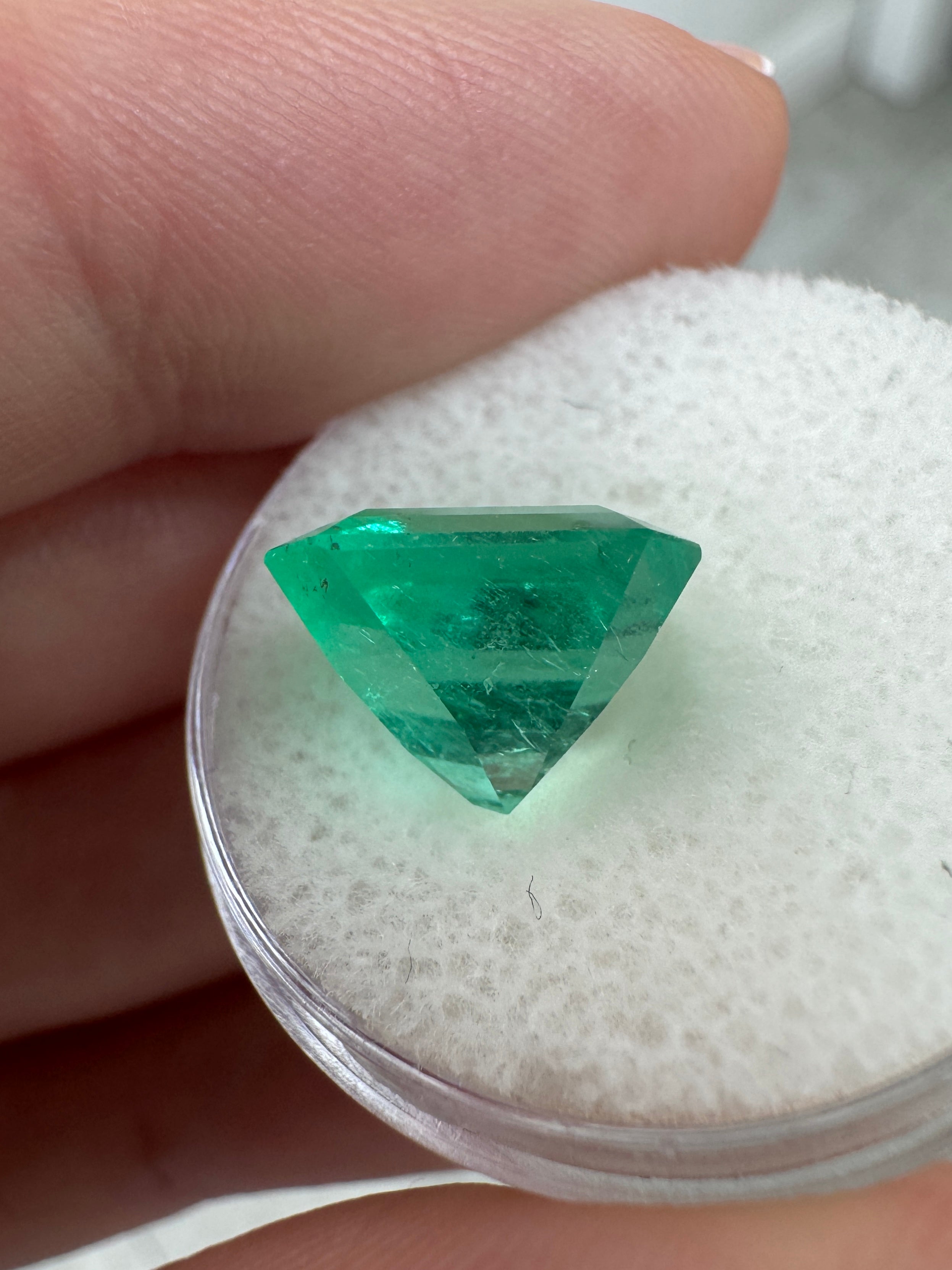 11x10mm vivacious bluish green Colombian emerald loose Asscher cut, 4.75 carats, natural gemstone from JR Colombian Emeralds