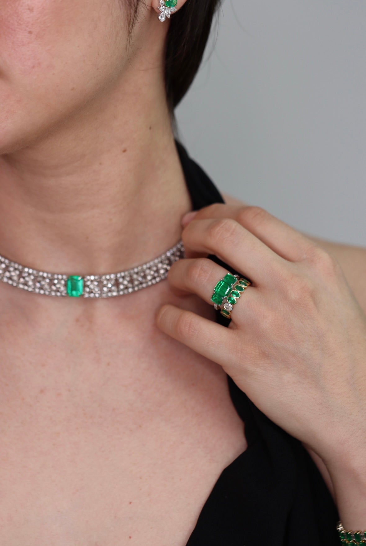 2.39tcw AAA+ Rare Find: Three Stone Asscher Cut Emerald and Diamond Ring 18K White Gold - JR Colombian Emeralds