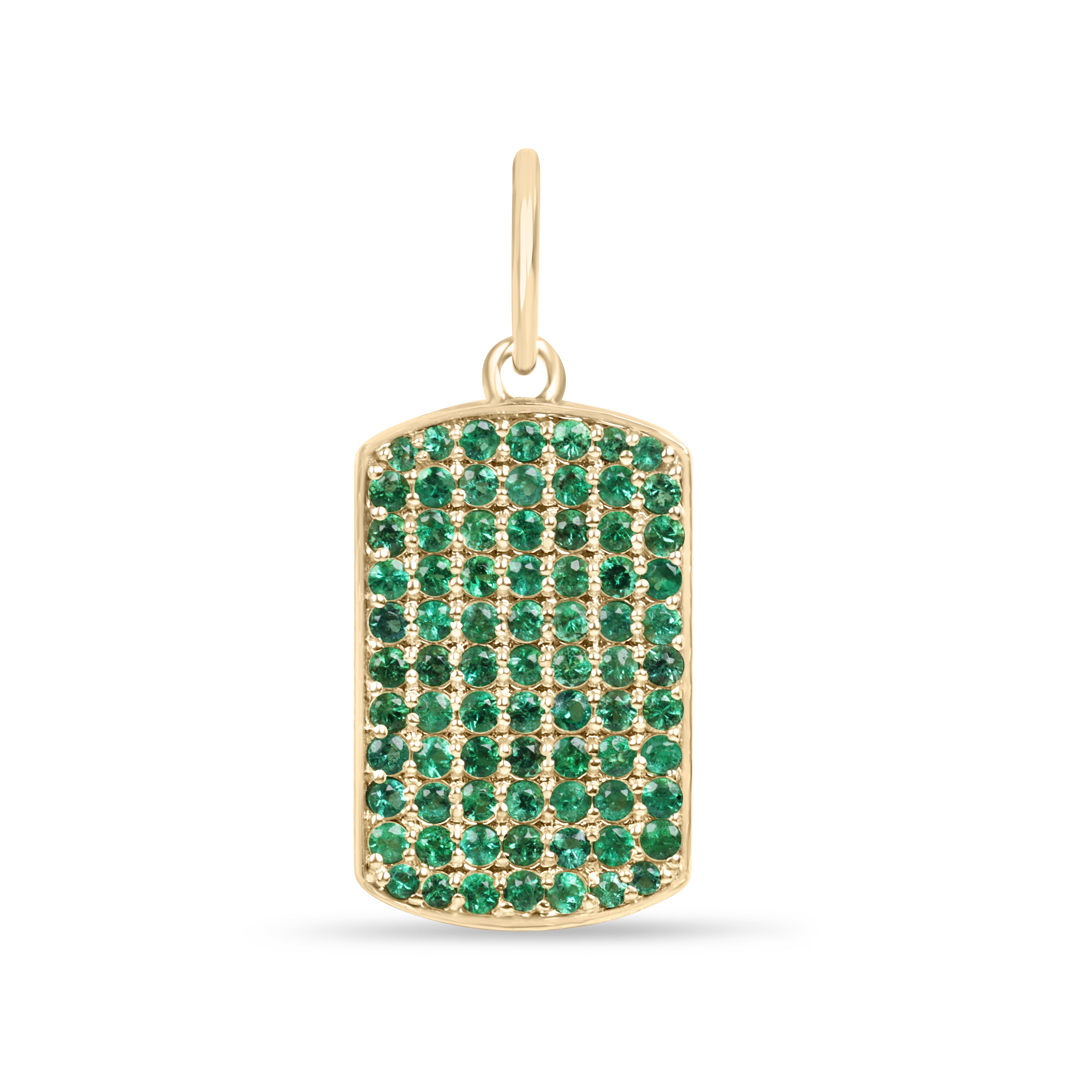 0.77tcw 14K Natural Vivid Green Emerald Plaque Charm Pendant Necklace
