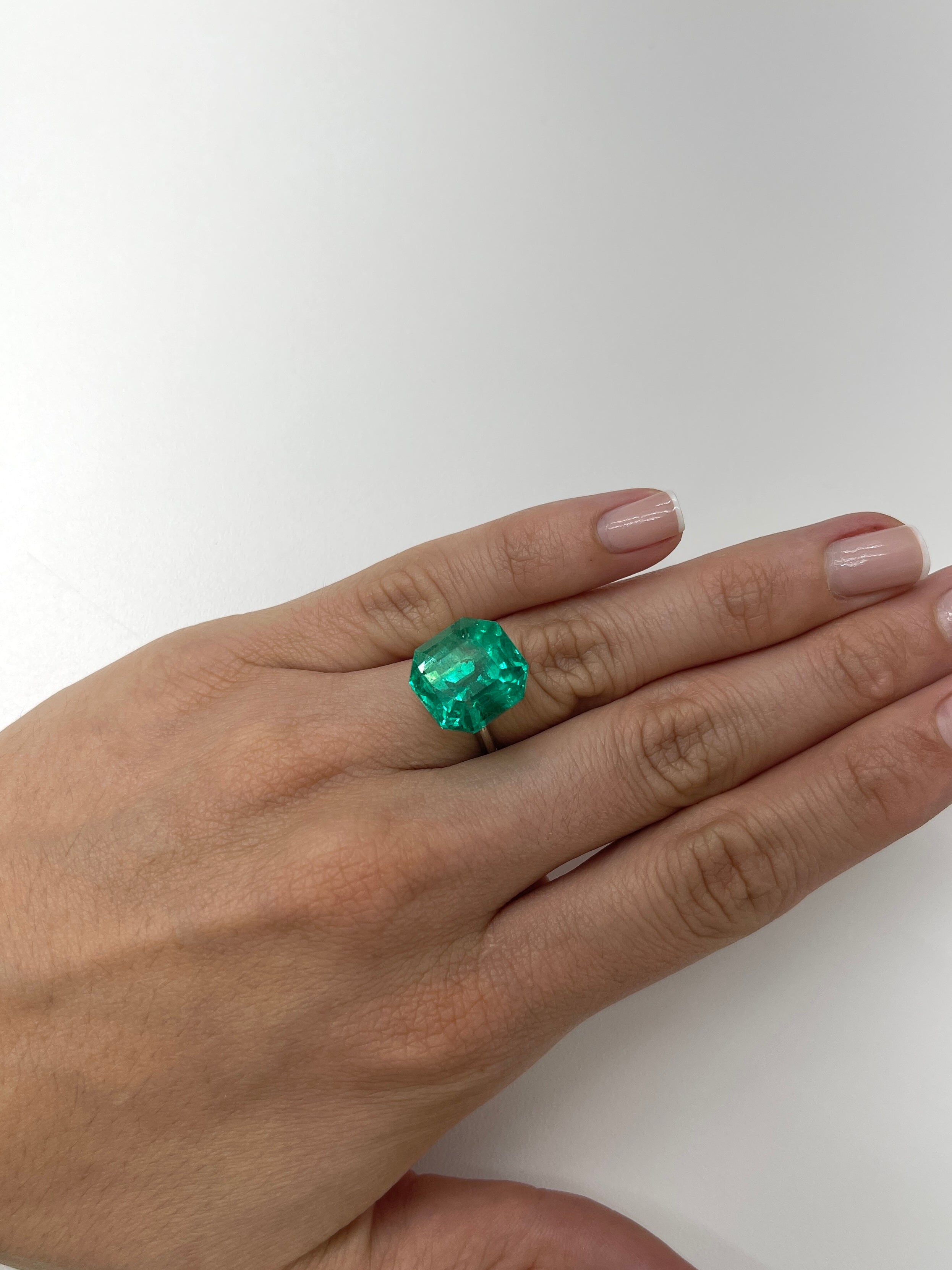Large 14.83 Carat Large 15x14 AAA+ Loose Colombian Emerald- Asscher Cut - JR Colombian Emeralds