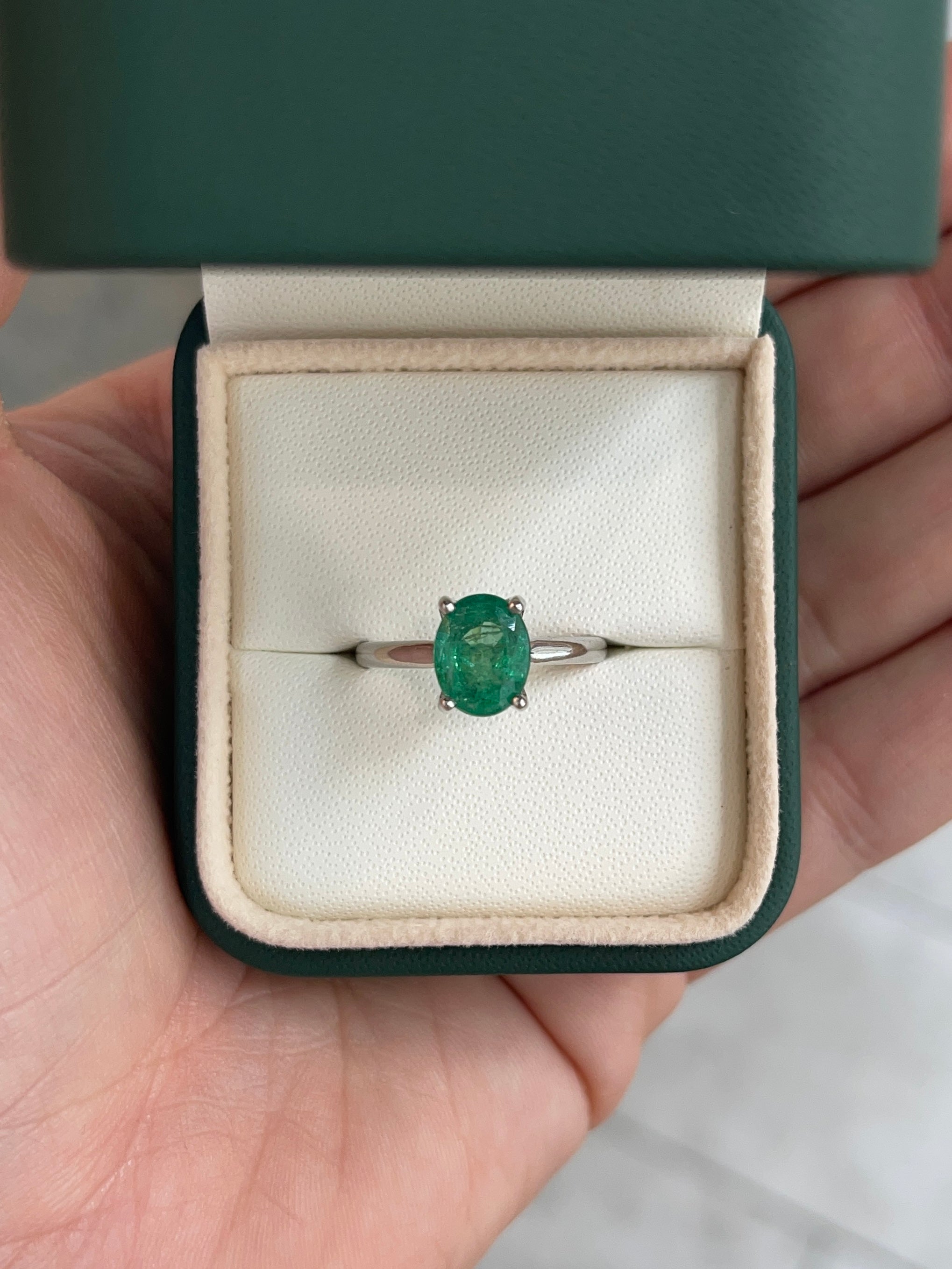 2.05ct 18K Natural Oval Cut Emerald Solitaire Gold Ring - JR Colombian Emeralds