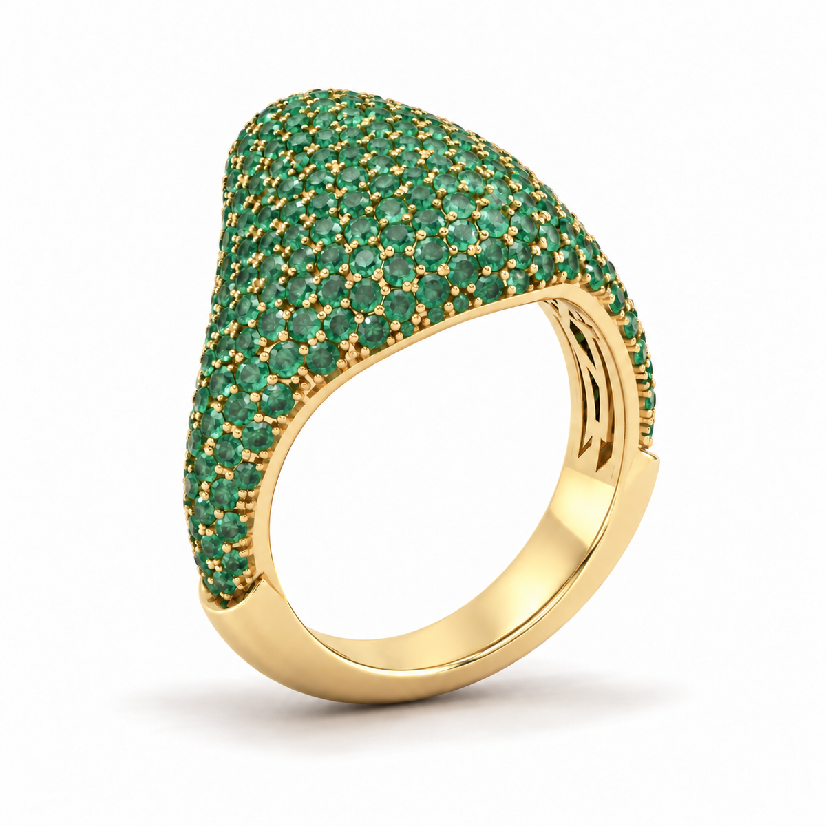 2.01tcw Emerald Pave Signet Ring 14K Gold