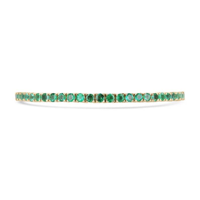 Medium dark green round cut emerald tennis bracelet by Colombian Emerald, featuring 6.0 tcw unisex design in 14K gold.