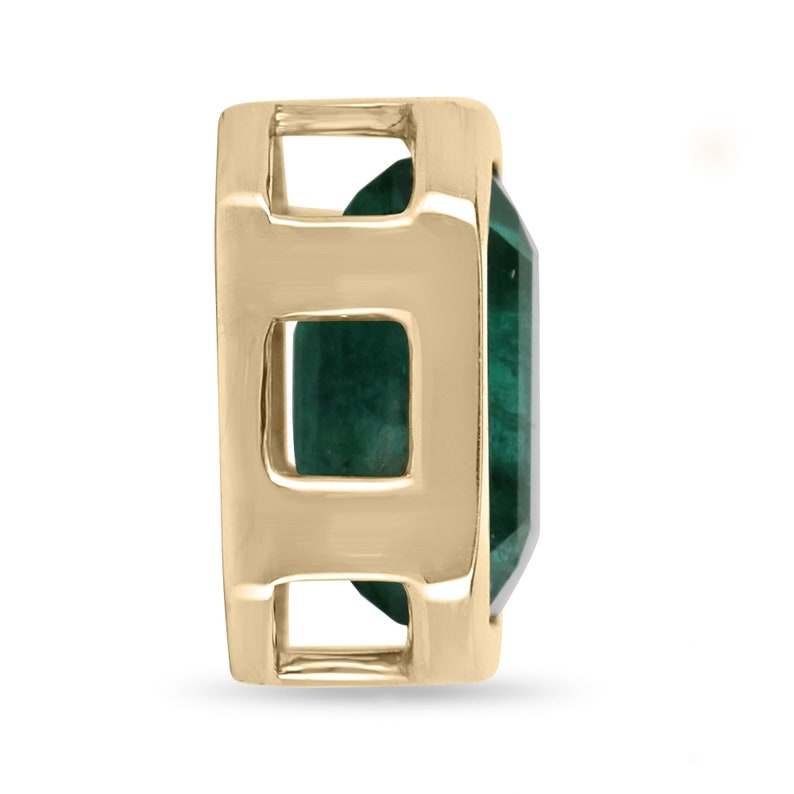 2.50ct 14K Gold Dark Green Emerald Cut Bezel Set MultiFunctional Penda