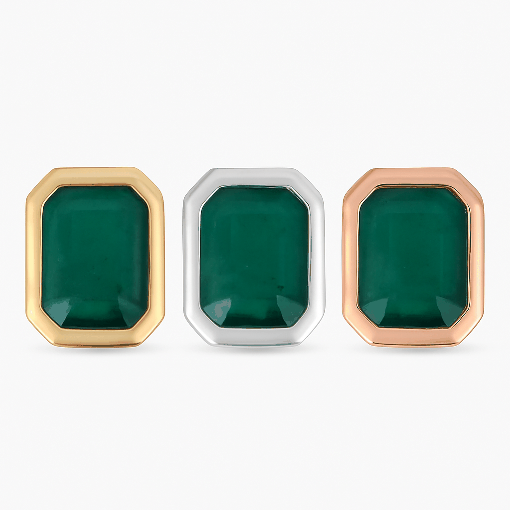 2.50ct 14K Gold Dark Green Emerald Cut Bezel Set MultiFunctional Penda