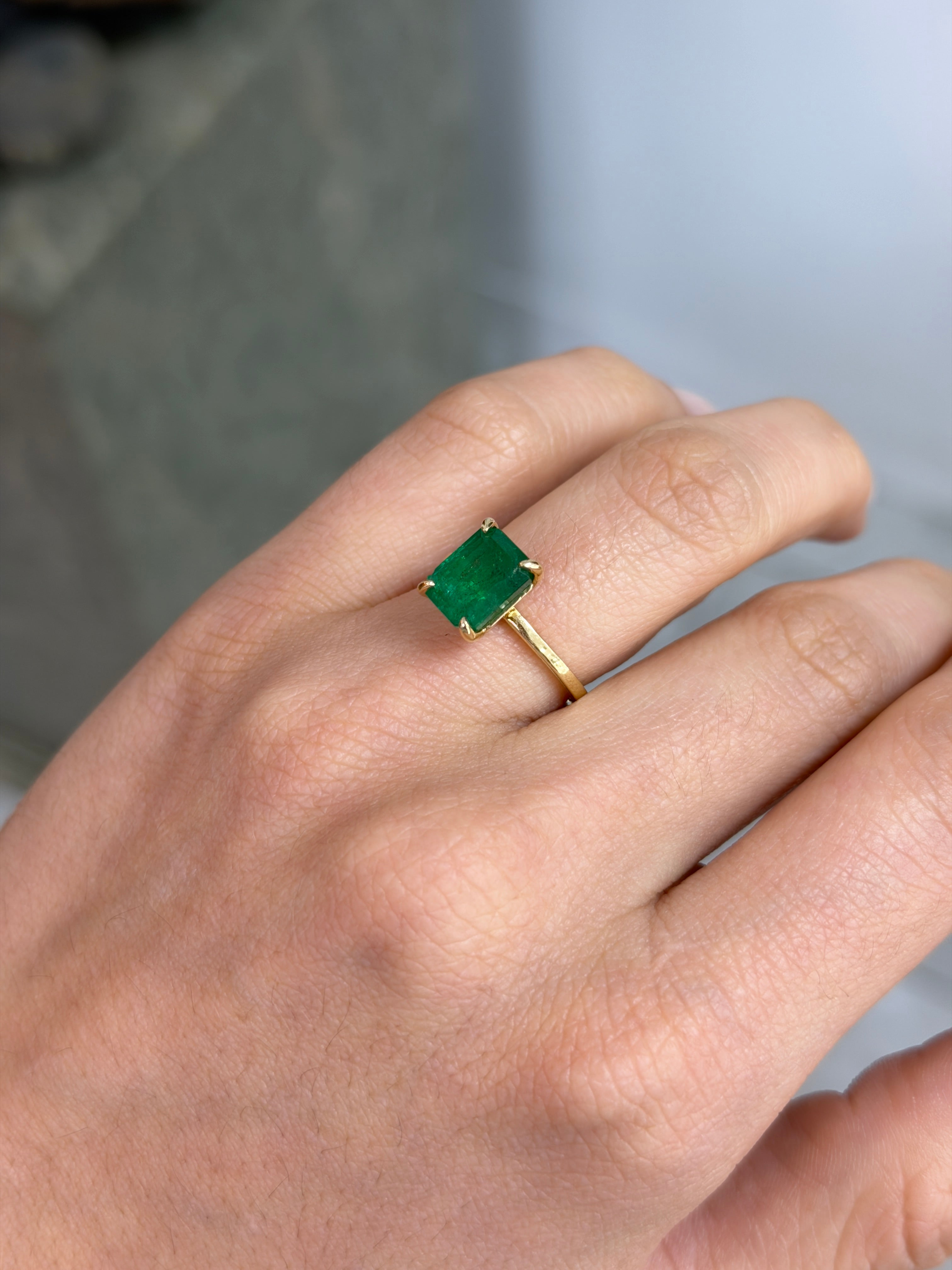 4.0tcw 14K Dark Green Emerald & Diamond 2-in-1 Convertible Three Stone Ring - JR Colombian Emeralds