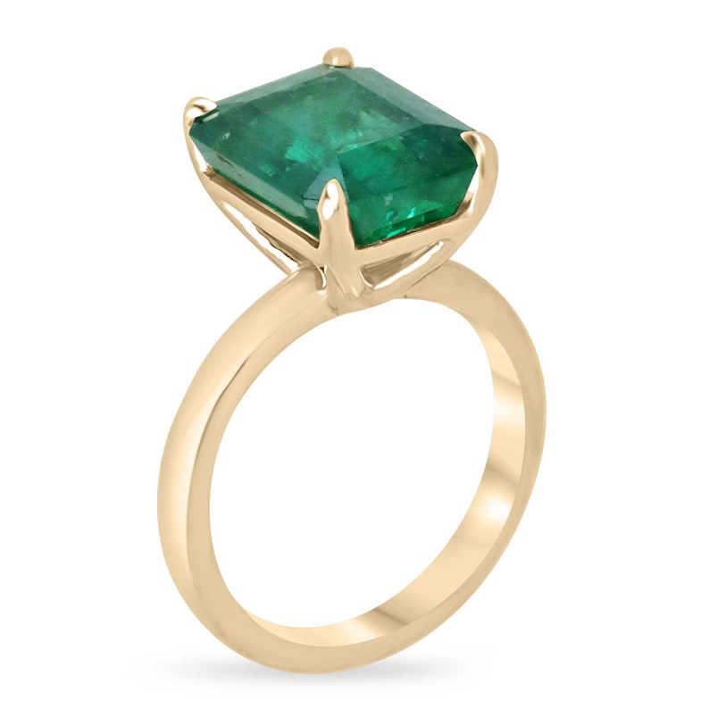 4.46ct Emerald Cut Solitaire Ring Set in 18K Gold
