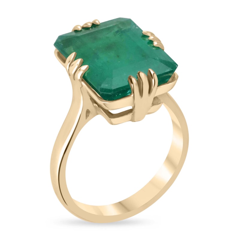 Unique 1890s Handmade 18K Emerald Statement Ring – 9.95 Carat Solitaire