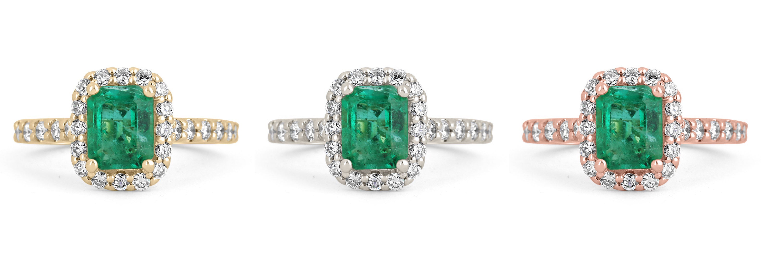2.30tcw 14K High Quality Vivid Green Real Emerald & Diamond Halo Engagement Ring - JR Colombian Emeralds