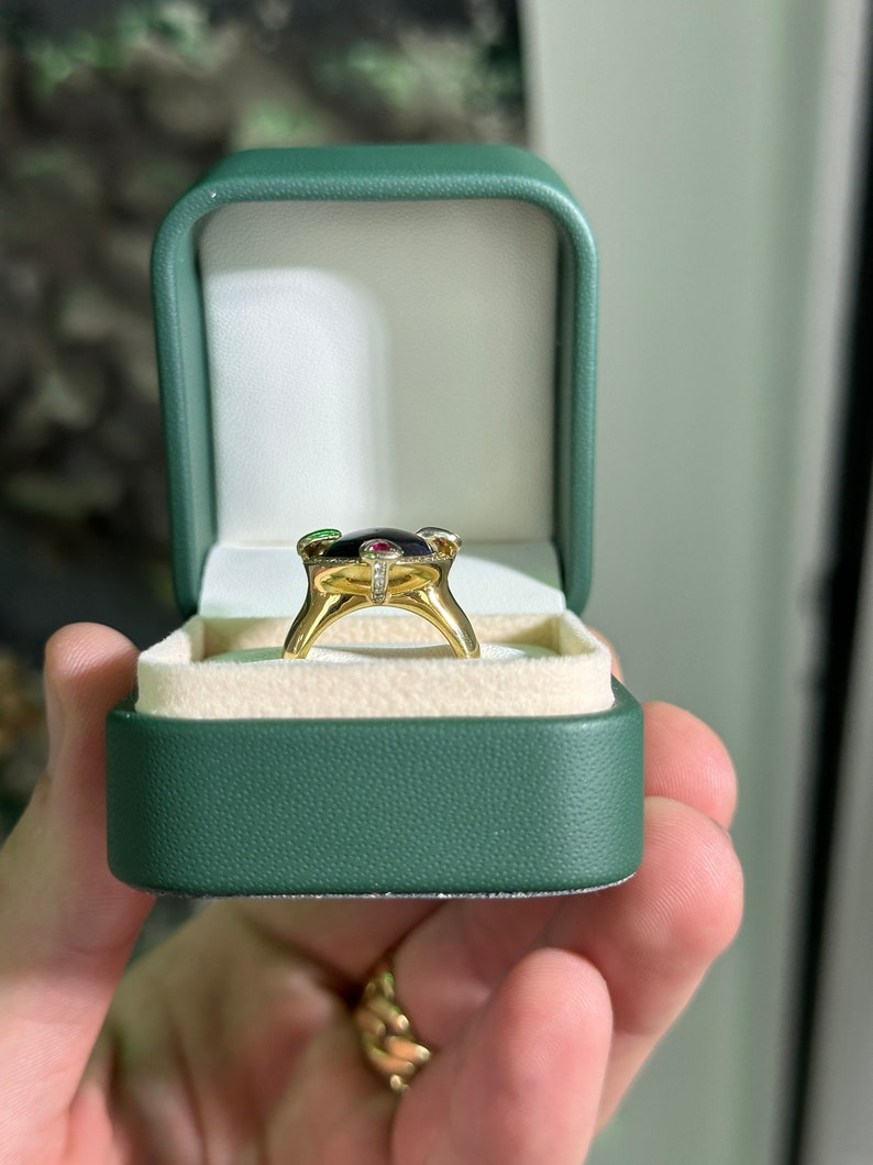 0.24tcw 18K Natural Opal, Ruby & Diamond Statement Ring - JR Colombian Emeralds