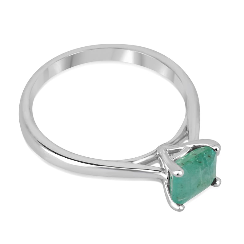 1.30ct Natural Spring Green Asscher Cut Woman's Ring