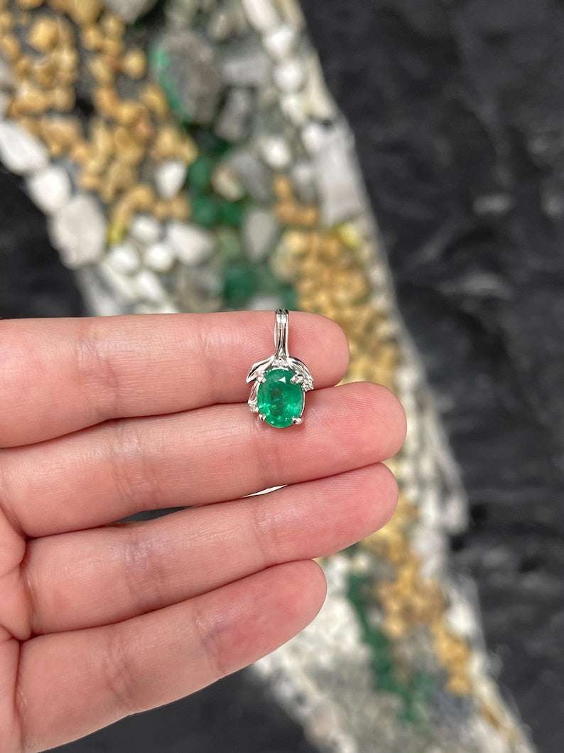2.29tcw Natural Oval Emerald & Diamond Accent Lush Rich Green Diamond