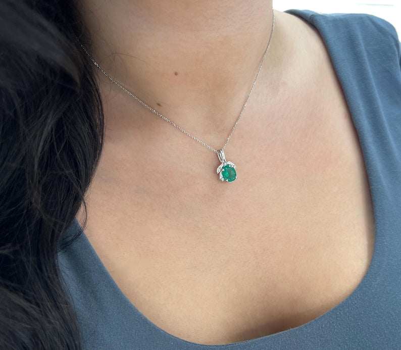 2.29tcw Natural Oval Emerald & Diamond Accent Lush Rich Green Diamond