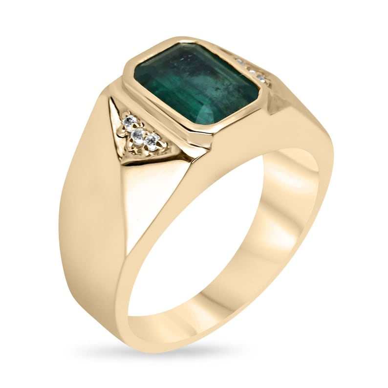 Anello da uomo in oro 14 carati con pietra verde scuro da 2,73 carati