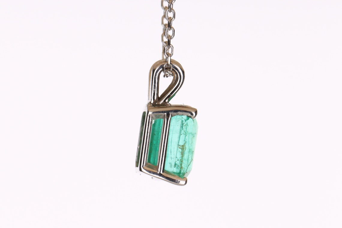 1.80 Carat 14K Earth Mined Emerald Cut Emerald Solitaire Gold Pendant