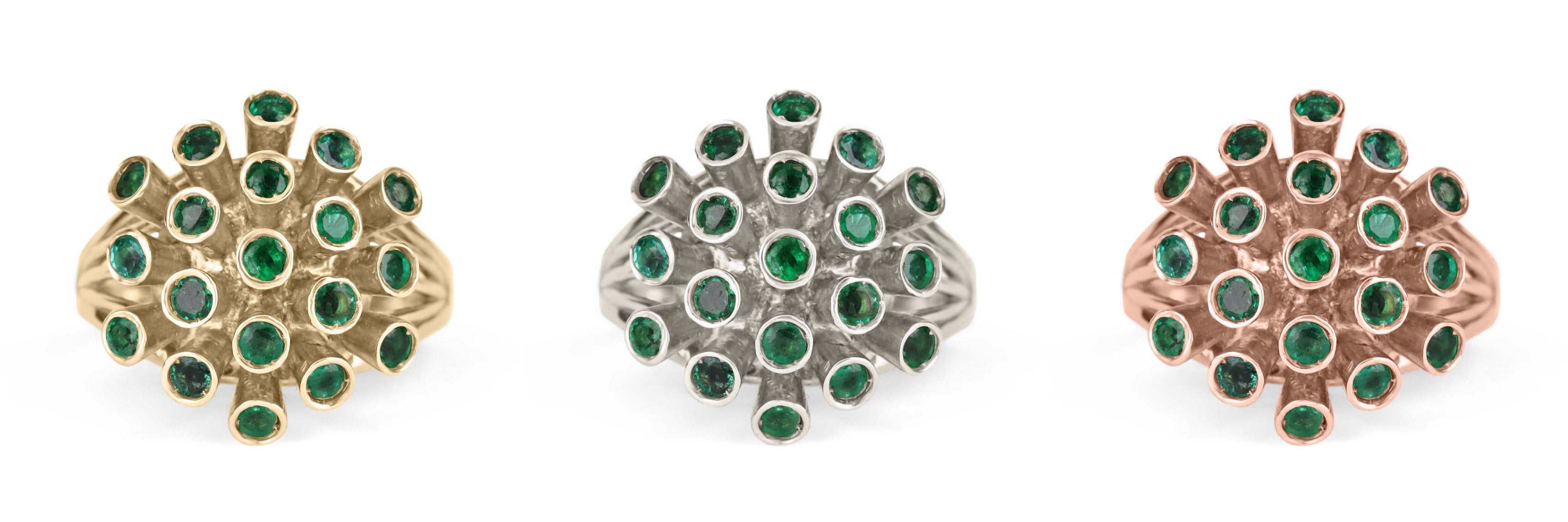 1.90tcw Natural Round Emerald Cluster Ring 14K Gold