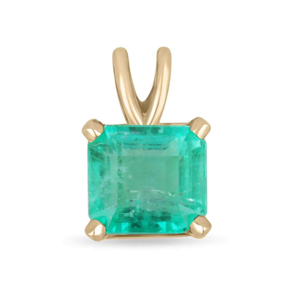 2.50 Carat Colombian Emerald-Asscher Cut Solitaire Four Prong 14K