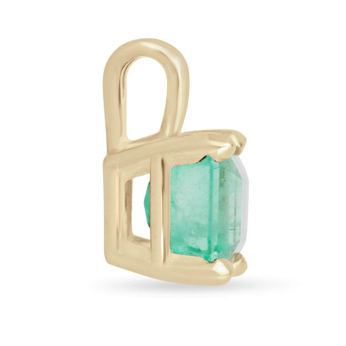 2.50 Carat Colombian Emerald-Asscher Cut Solitaire Four Prong 14K Necklace