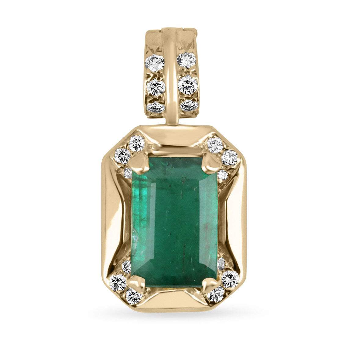4.92tcw Statement Brazilian Dark Forest Green Emerald Cut Pendant