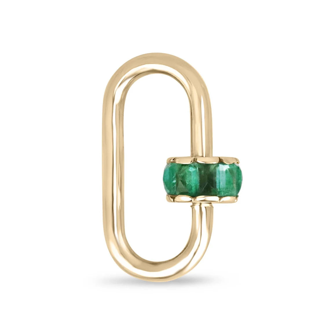 1.15ct Natural Emerald Cut Carabiner Charm Pendant with Green Emerald