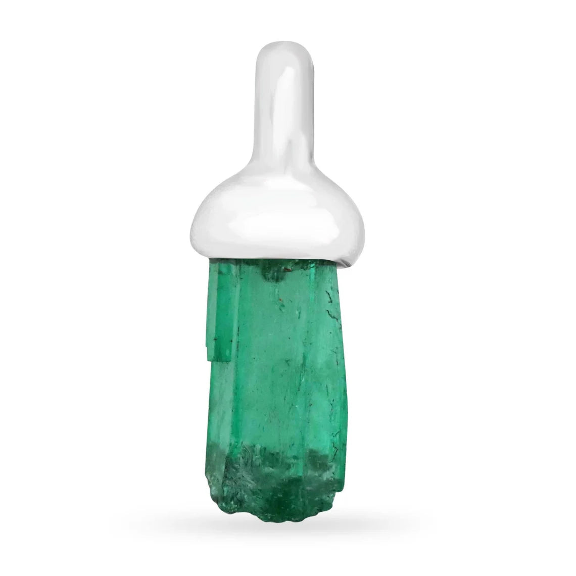 2.10ct Rough Cut Colombian Emerald Crystal Pendant Necklace