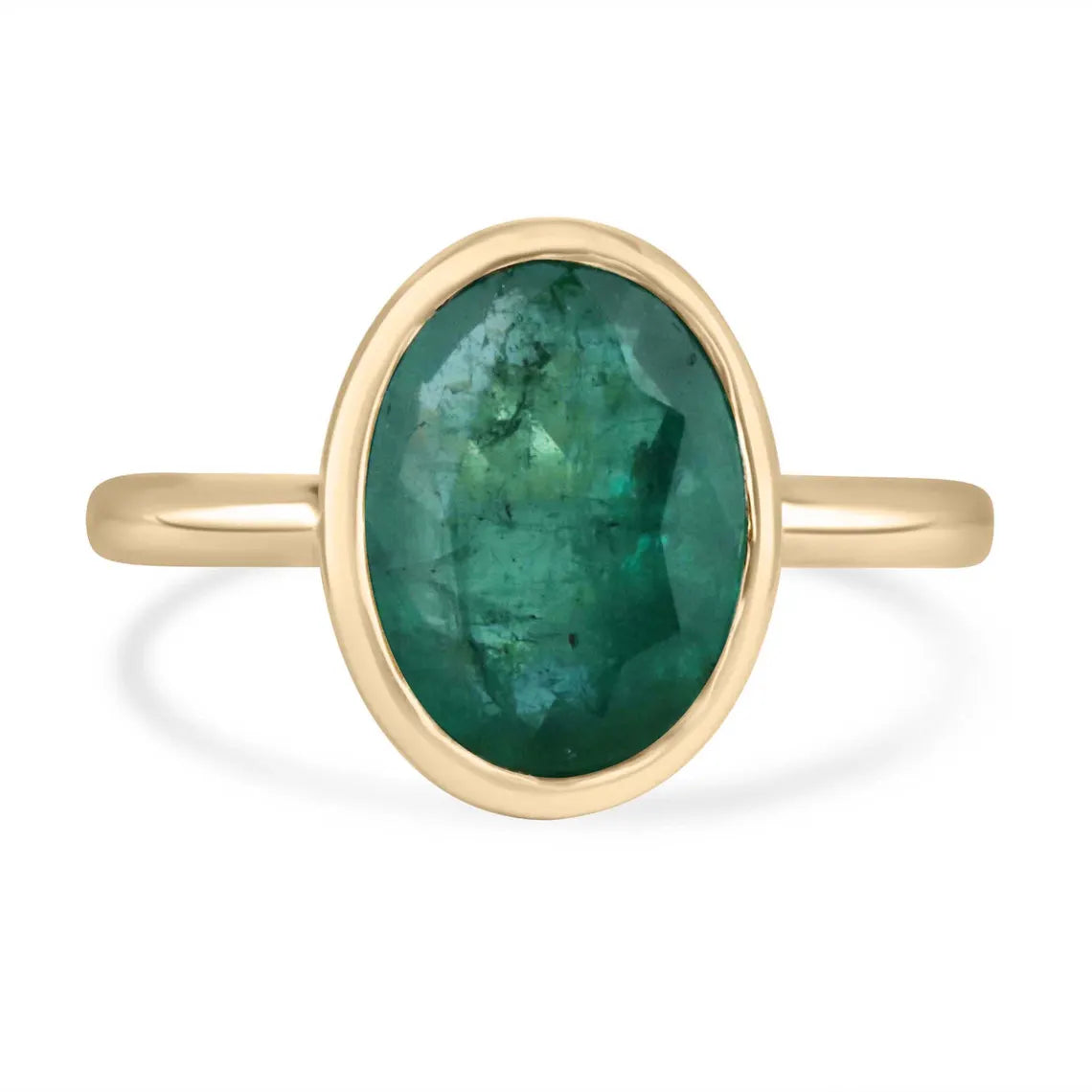 3.21ct Dark Green Oval Emerald Creates a Striking Solitaire Statement Ring